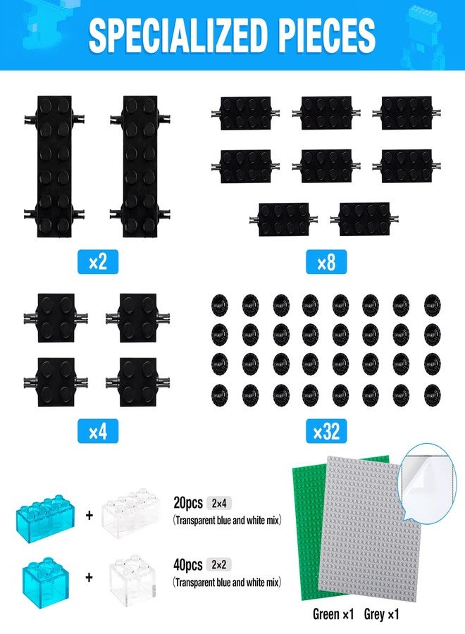 MANNIDOO 1600 Pieces Building Bricks, Building Bulk Block with 2 Packs 24x24 Studs Sticky Plate and 46PCS Wheel Accessory - Compatible with All Major Bricks, Gfits for Kid - 18 Shape/16 Colo - Image 2